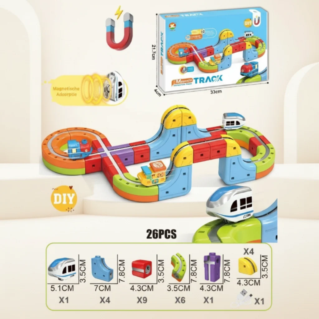 Construction Toy Electric Train Set Magnetic Playset - Image 4